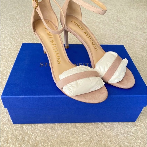 【Brand New】Stuart Weitzman NUNAKEDSTRAIGHT Suede Sandals women Size 5/6 - Picture 2 of 10